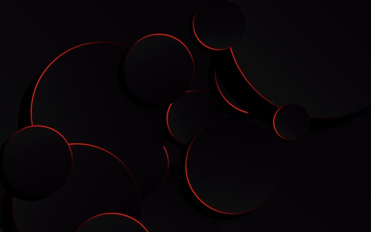Vector gratuito círculo rojo abstracto sobre tecnología de fondo negro