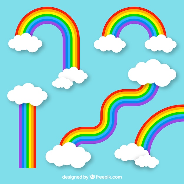 Vector gratuito colección de arco iris con formas diferentes en estilo plano