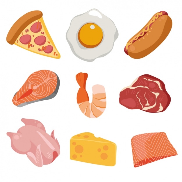 Vector gratuito colección de comida a color