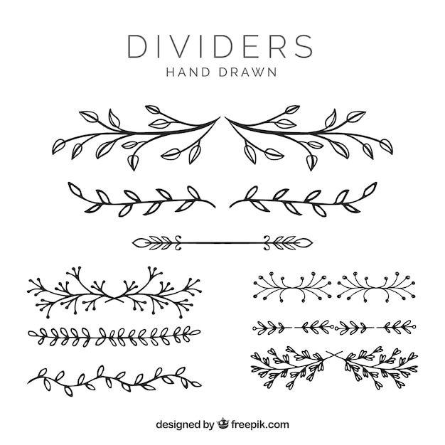 Vector gratuito colección de divisores con elementos florales