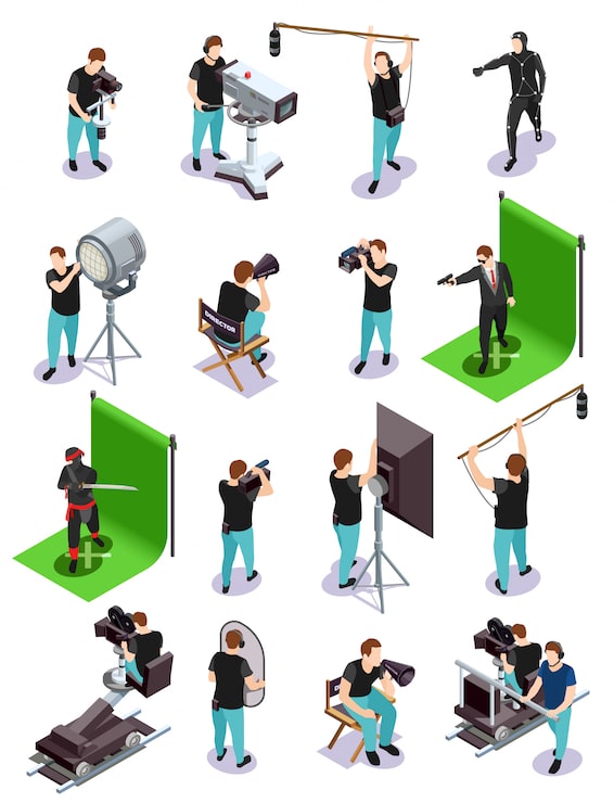 Vector gratuito colección de elementos cinematográficos isométricos