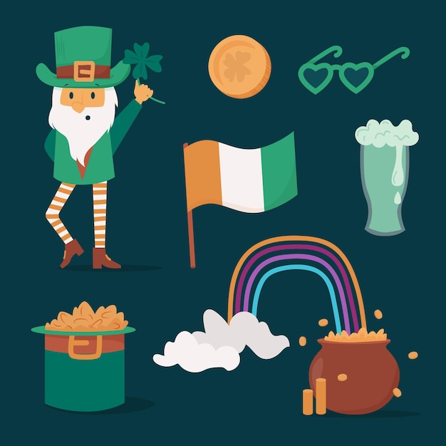 Vector gratuito colección de elementos del día de san patricio