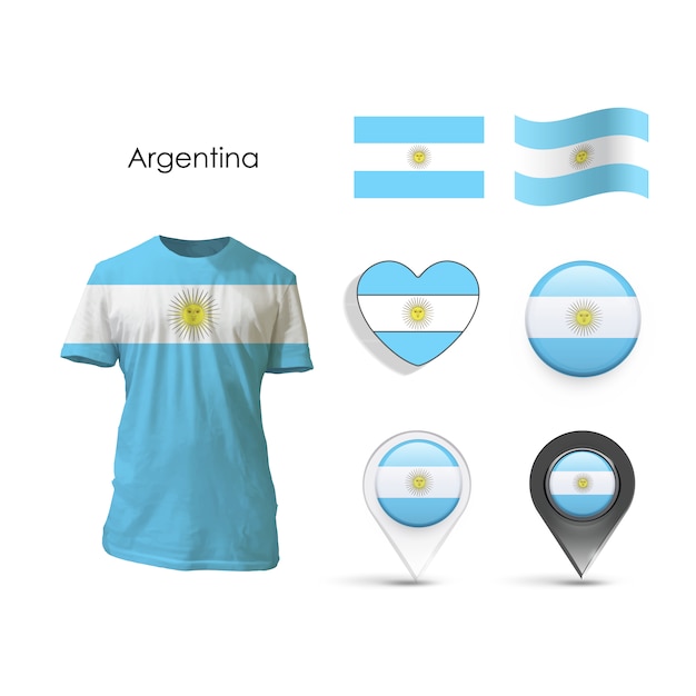 Vector gratuito colección de elementos con diseño de argentina