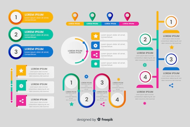 Vector gratuito colección de elementos infográficos planos