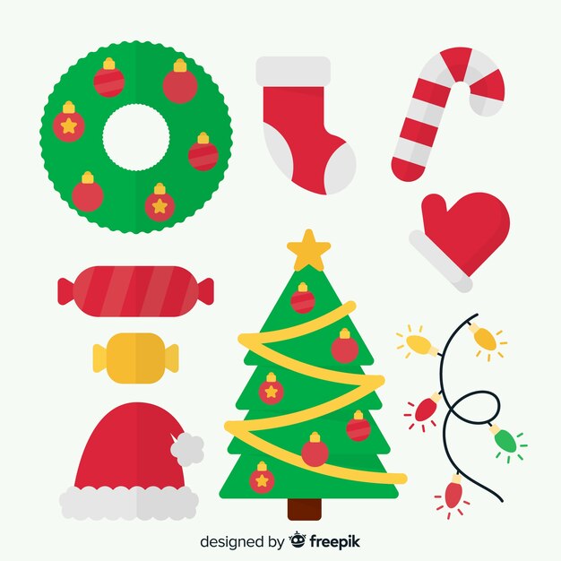 Vector gratuito colección de elementos de navidad