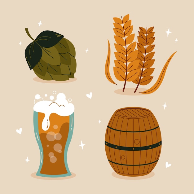 Vector gratuito colección de elementos planos de oktoberfest