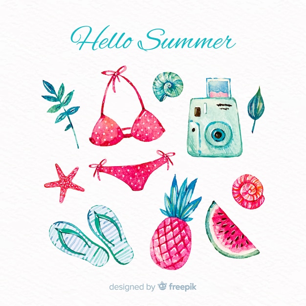 Vector gratuito colección de elementos veraniegos