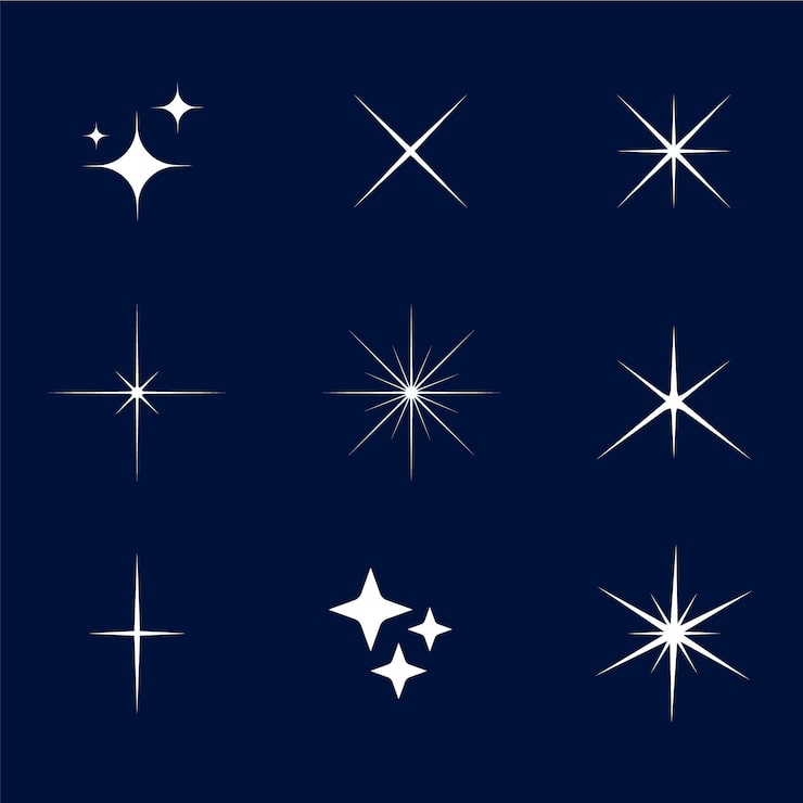 Vector gratuito colección de estrellas brillantes de diseño plano