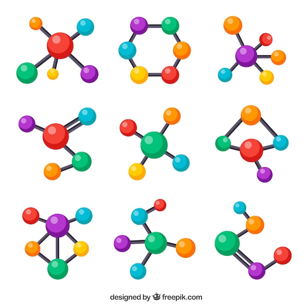 Vector gratuito colección de estructuras moleculares de colores