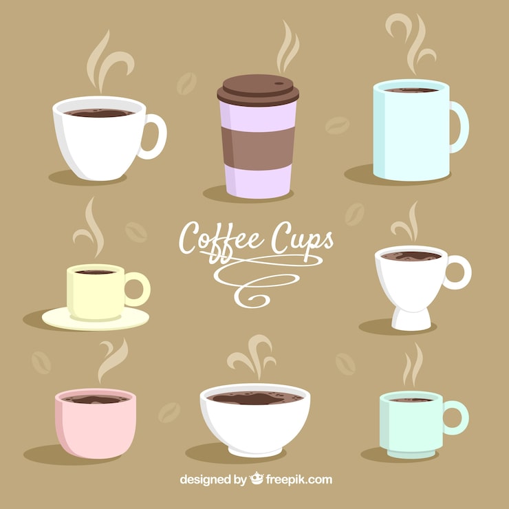 Vector gratuito colección flat de tazas de café