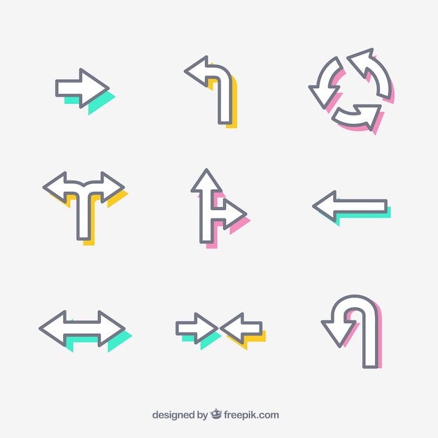 Vector gratuito colección flechas de colores