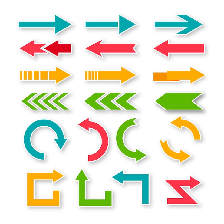 Vector gratuito colección de flechas de diseño plano