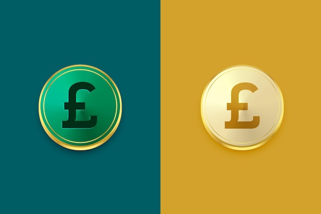 Vector gratuito colección de monedas de oro de la libra británica en estilo 3d