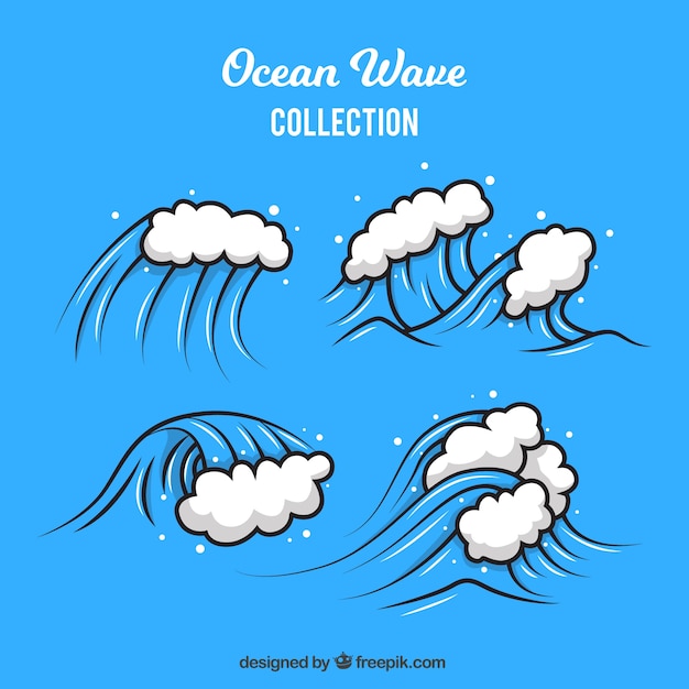 Vector gratuito colección de olas dibujadas a mano