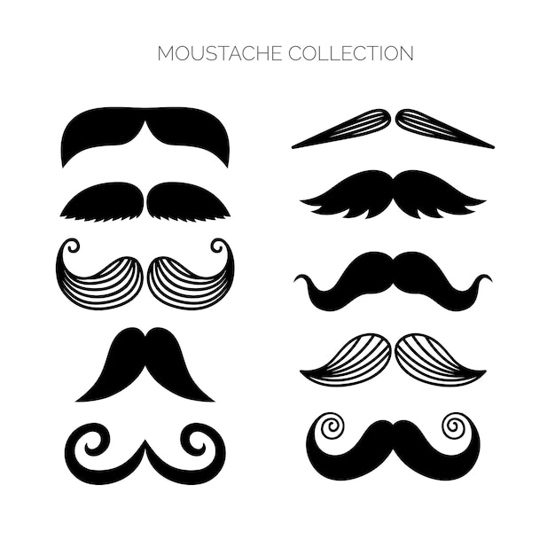 Vector gratuito colección original de bigotes con diseño plano