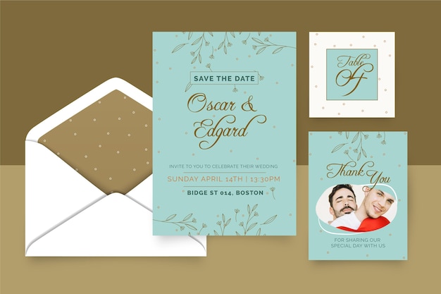 Vector gratuito colección de papelería de aniversario de boda