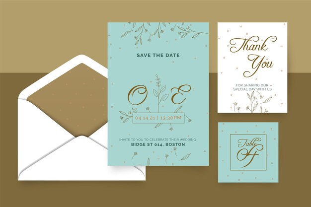 Vector gratuito colección de papelería de aniversario de boda