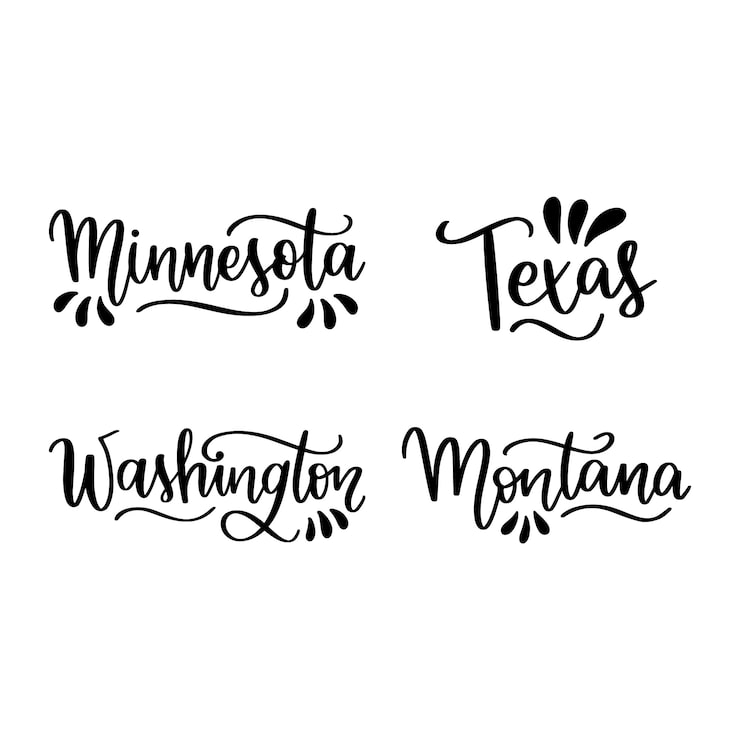 Vector gratuito colección de pegatinas de letras de estados unidos