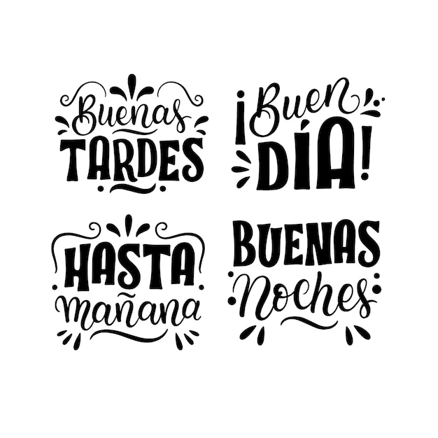 Vector gratuito colección de pegatinas de letras y frases en español
