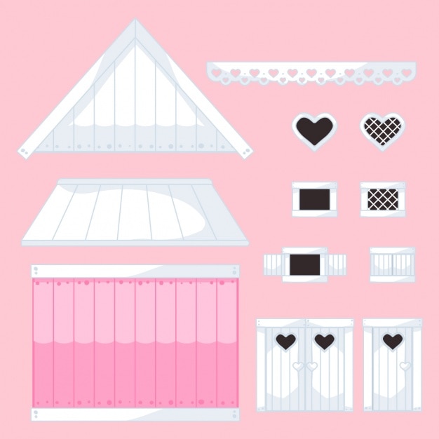 Vector gratuito colección de piezas de casa editable