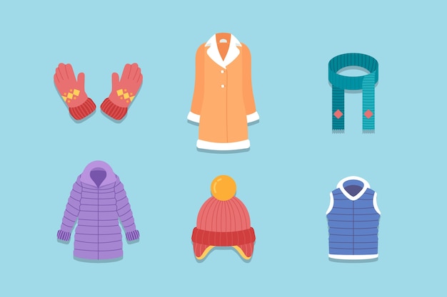Vector gratuito colección plana de ropa de invierno y básicos