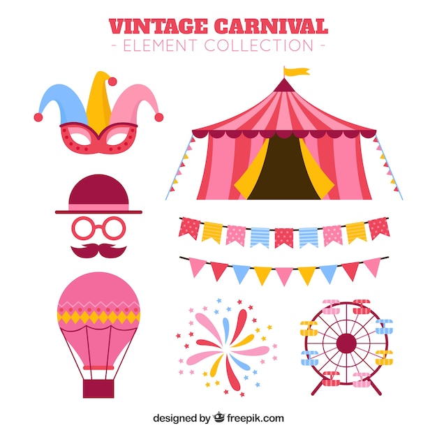 Vector gratuito colección rosa de elementos de carnaval