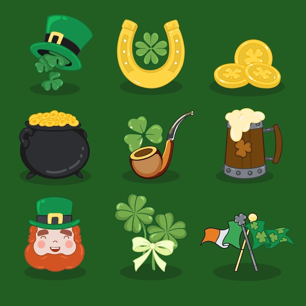 Vector gratuito colección de st tradicionales dibujados a mano. elementos del día de patrick