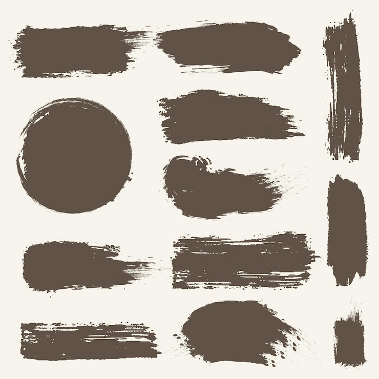 Vector gratuito colección de trazos de pincel de tinta
