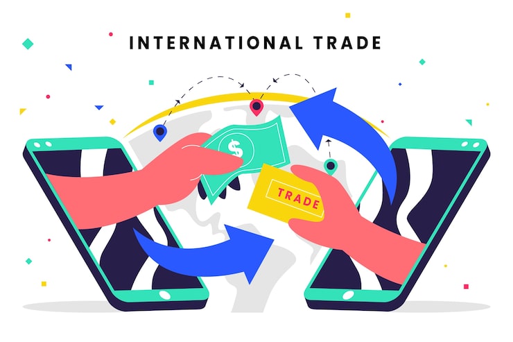 Vector gratuito comercio internacional dibujado a mano