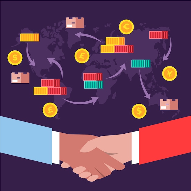 Vector gratuito comercio internacional dibujado a mano