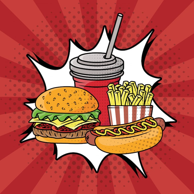 Vector gratuito comida rápida estilo pop art
