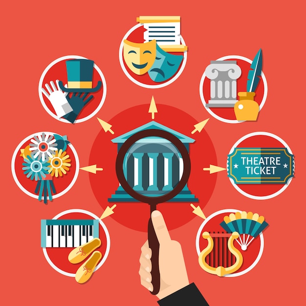 Vector gratuito composición de iconos de teatro
