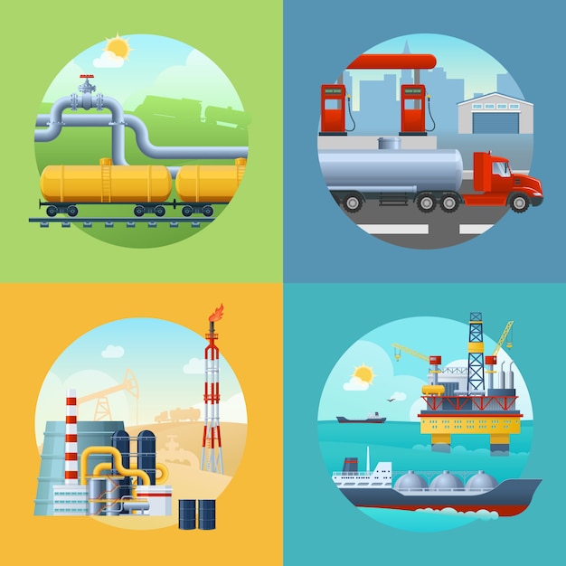 Vector gratuito composición de la industria petrolera