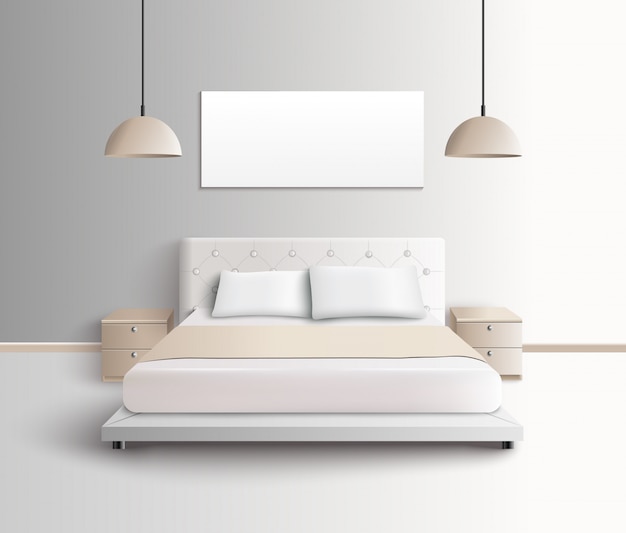 Vector gratuito composición interior de dormitorio moderno