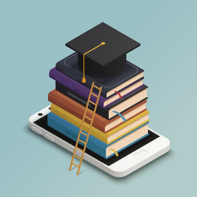 Vector gratuito composición isométrica de e-learning
