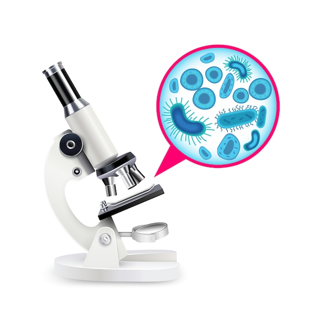 Vector gratuito composición de microscopio realista blanco