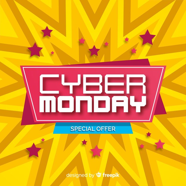 Vector gratuito composición moderna de cyber monday con diseño plano