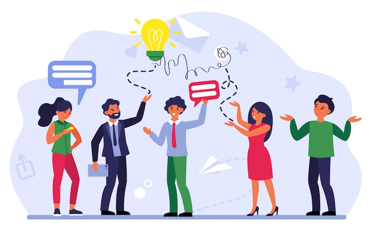 Vector gratuito comunicación del equipo empresarial