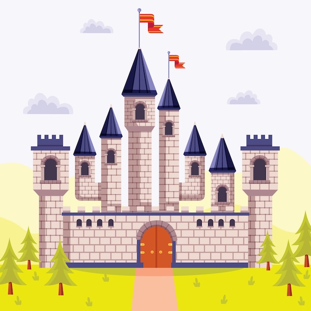 Vector gratuito concepto de castillo de cuento de hadas