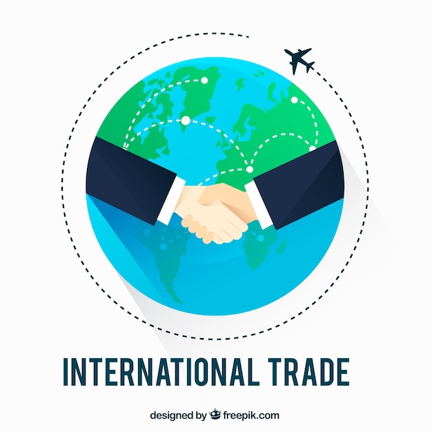 Vector gratuito concepto de comercio internacional con diseño plano