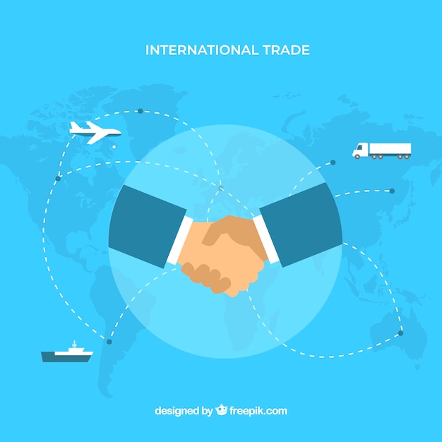 Vector gratuito concepto de comercio internacional con diseño plano