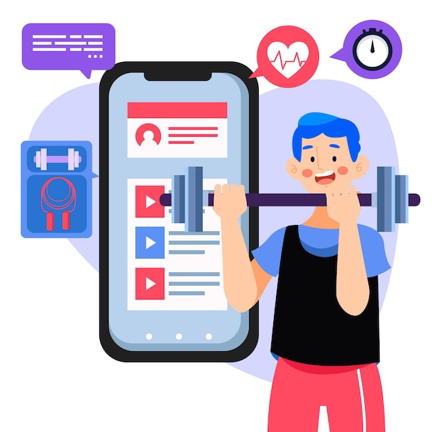 Vector gratuito concepto de gimnasio virtual ilustrado