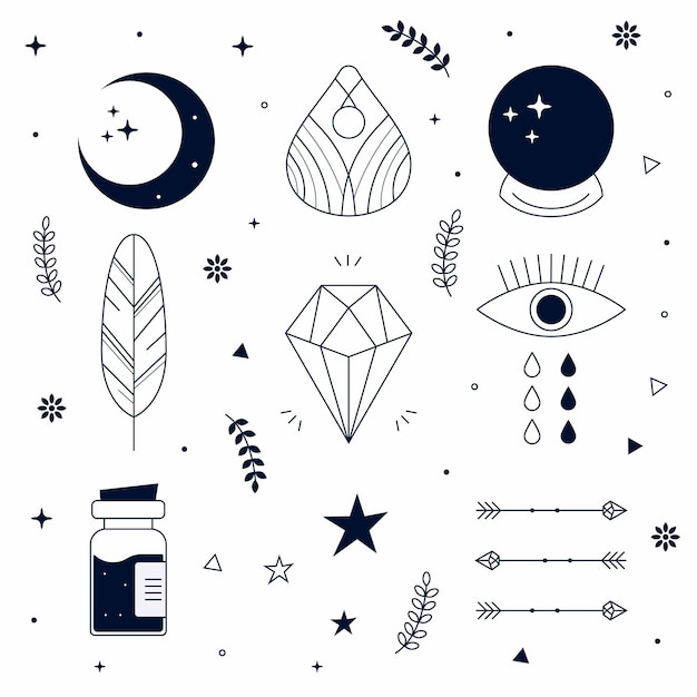 Vector gratuito concepto de ilustración de elementos esotéricos