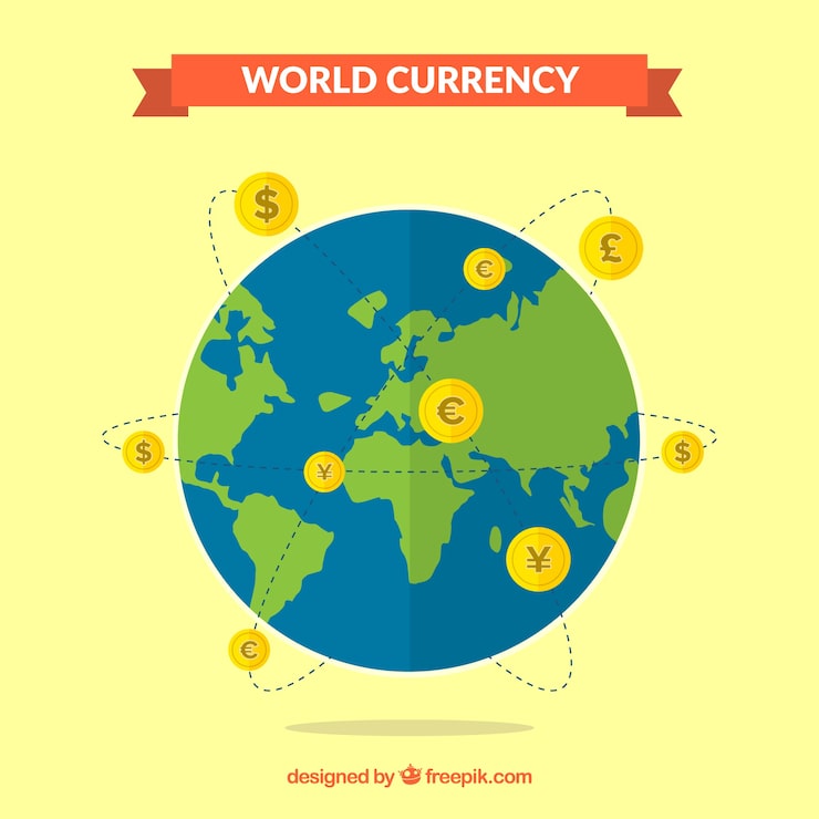 Vector gratuito concepto de monedas del mundo