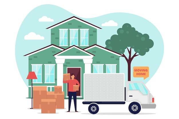 Vector gratuito concepto de mudanza de casa