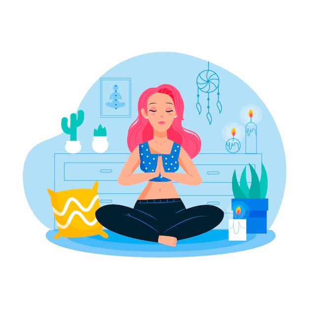 Vector gratuito concepto de mujer meditando
