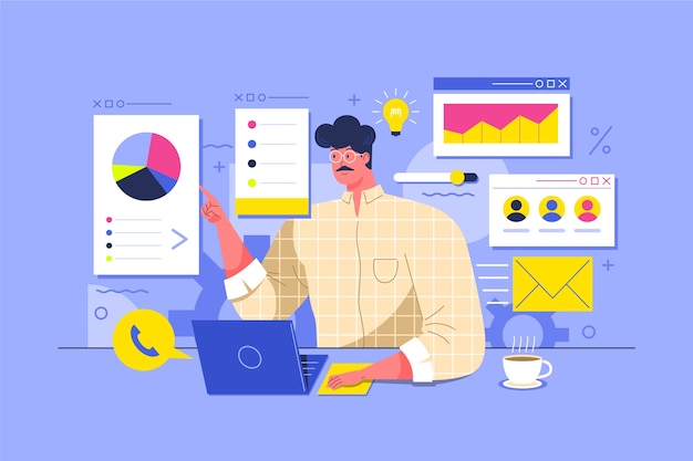 Vector gratuito concepto de multitarea ilustrado