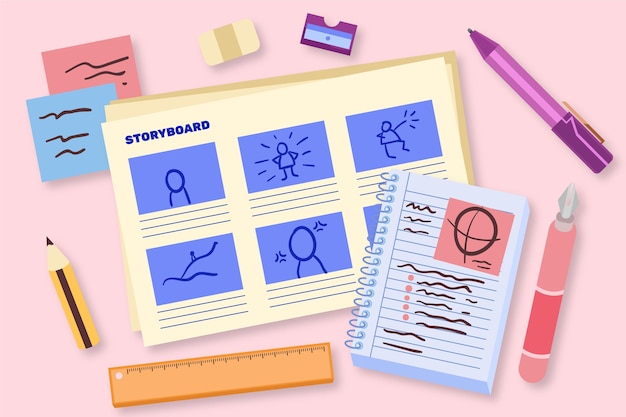 Vector gratuito concepto de storyboard de diseño plano