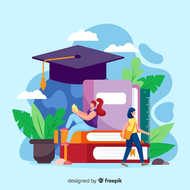 Vector gratuito concepto de universidad en diseño plano