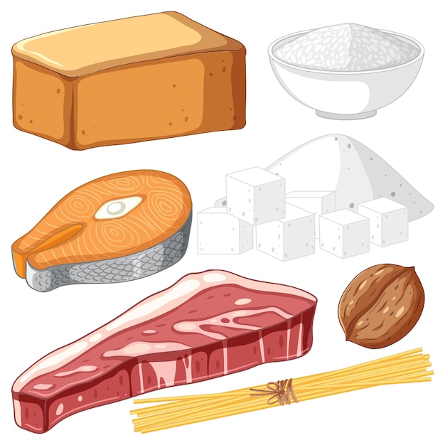 Vector gratuito conjunto de alimentos mixtos